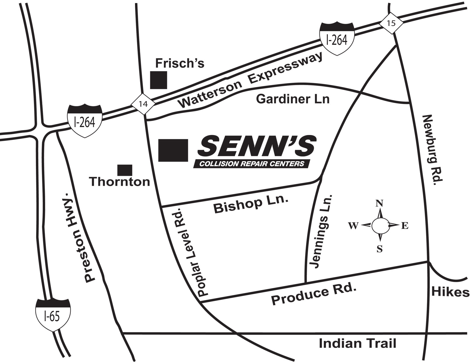 Auto Collision Center by Senn's Map